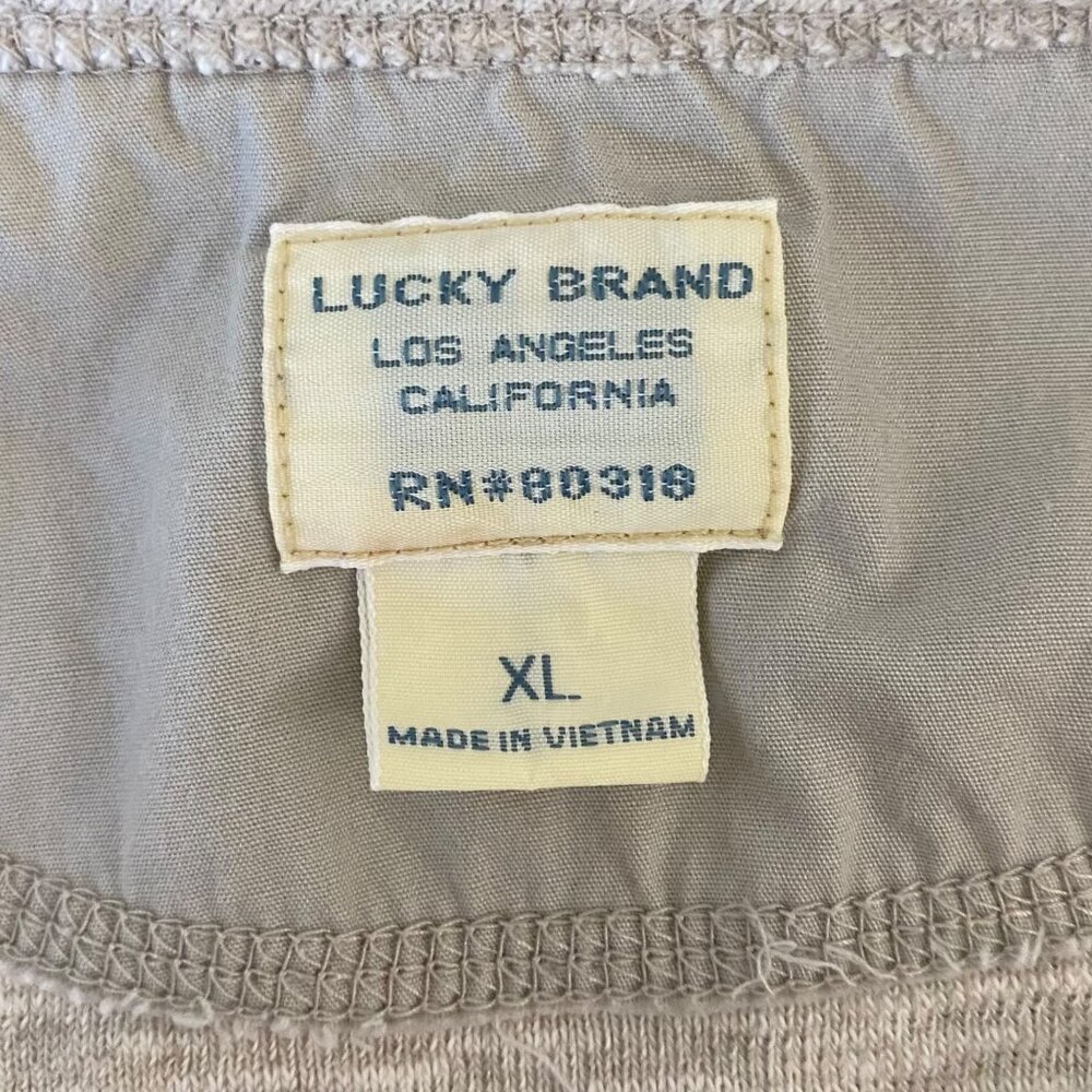 Lucky Brand Twisted Slub Heathered Henley Shirt Beige Men's XL Long-Sleeve Tee - Picture 8 of 13